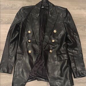 Zara Elegant Black Blazer with Gold Accents